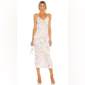 AFRM Revolve Amina Mesh Knit Blanc Spiral Tie Dye Midi
Slip Dress